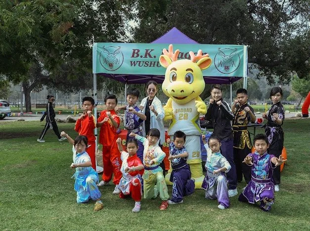 BK Dragon wushu students with Baobao at the Keystone Sports Festival