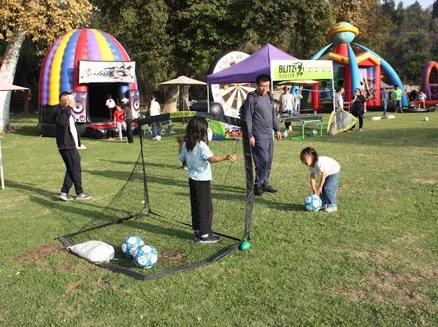 Giant inflatables in the festival Play Zones.