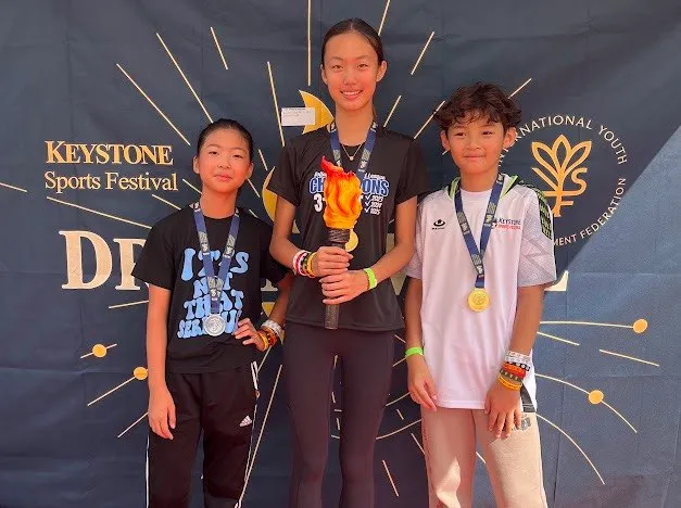 Young athletes with their medals at the Keystone Sports Festival.